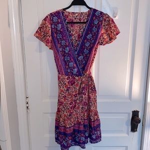 NWT - Pinks & Purples Floral Wrap Dress